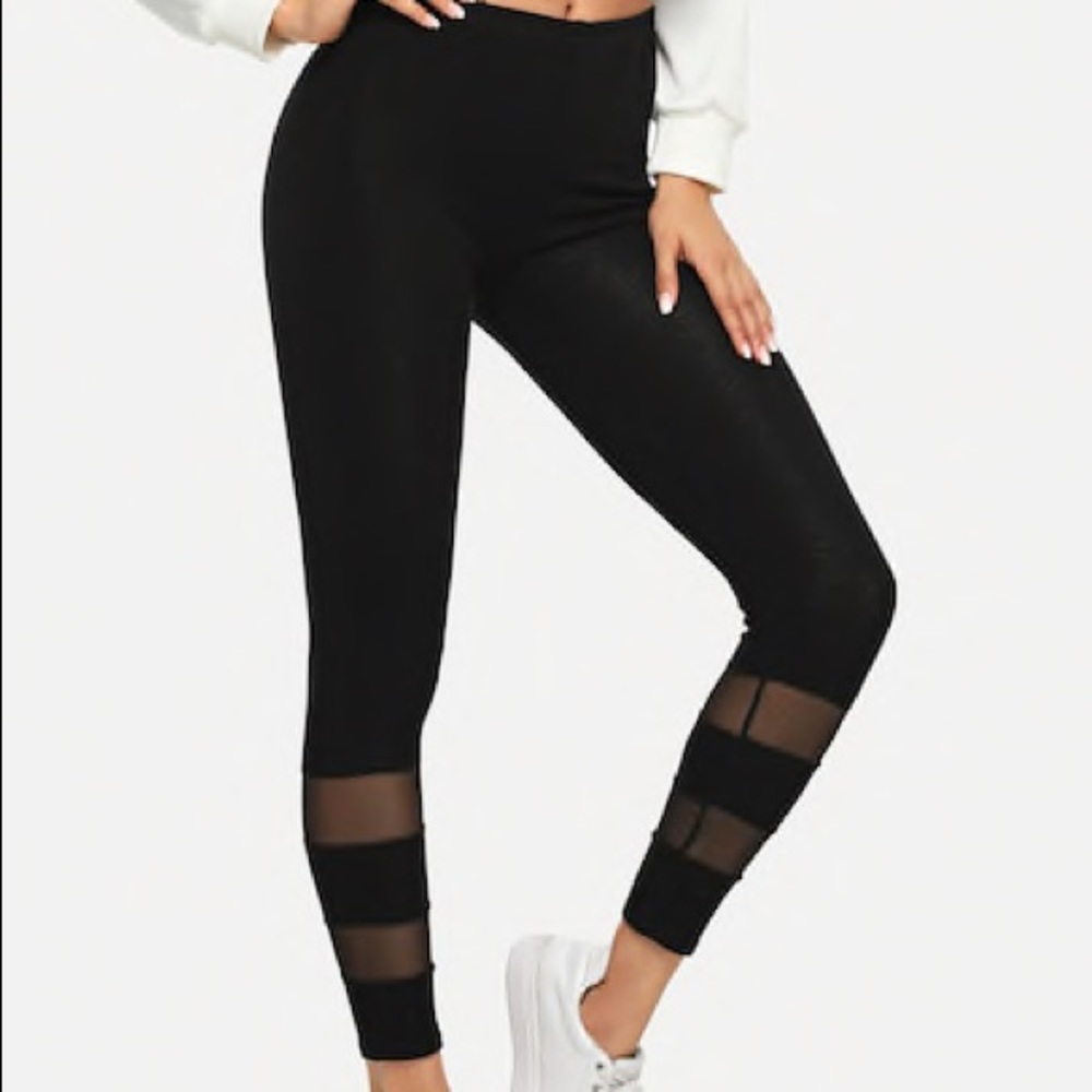 Black leggings with mesh bottom!!!!